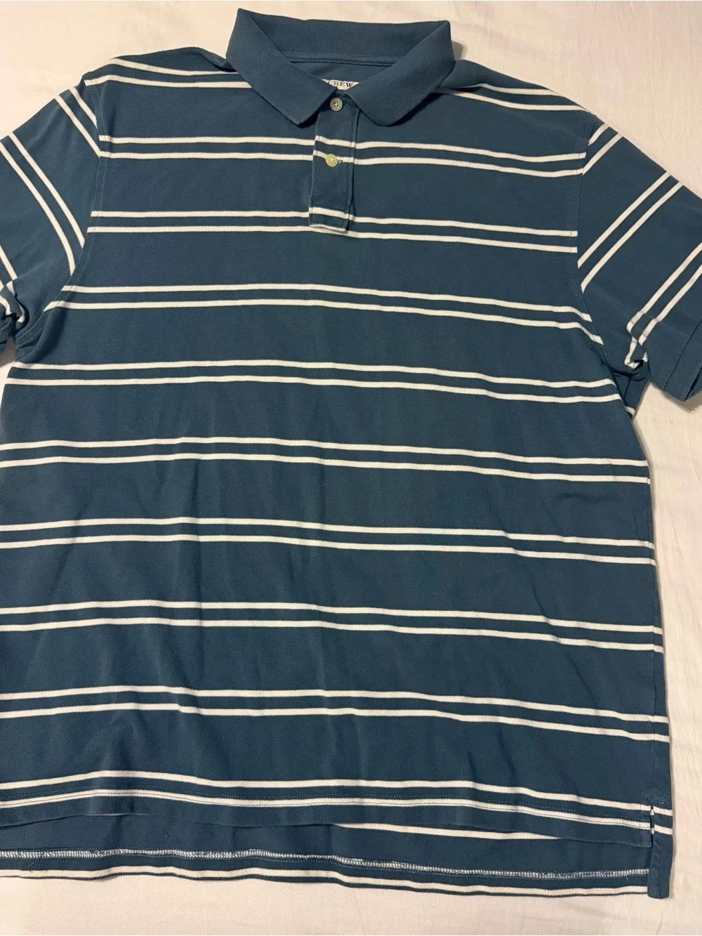 J. Crew Teal and White Striped Polo Shirt
